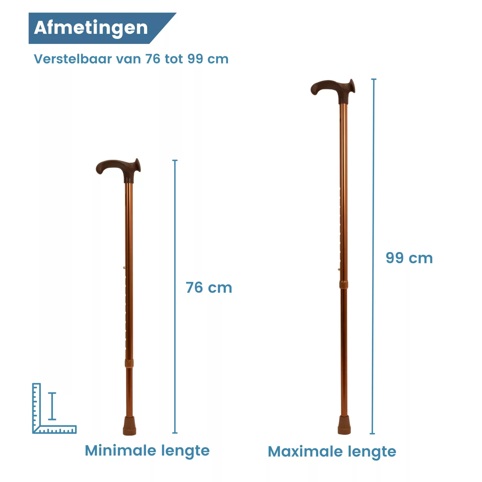 Ergonomischer Gehstock, ergonomischer Relax-Griff, bronzefarben, für Linkshänder, Maße