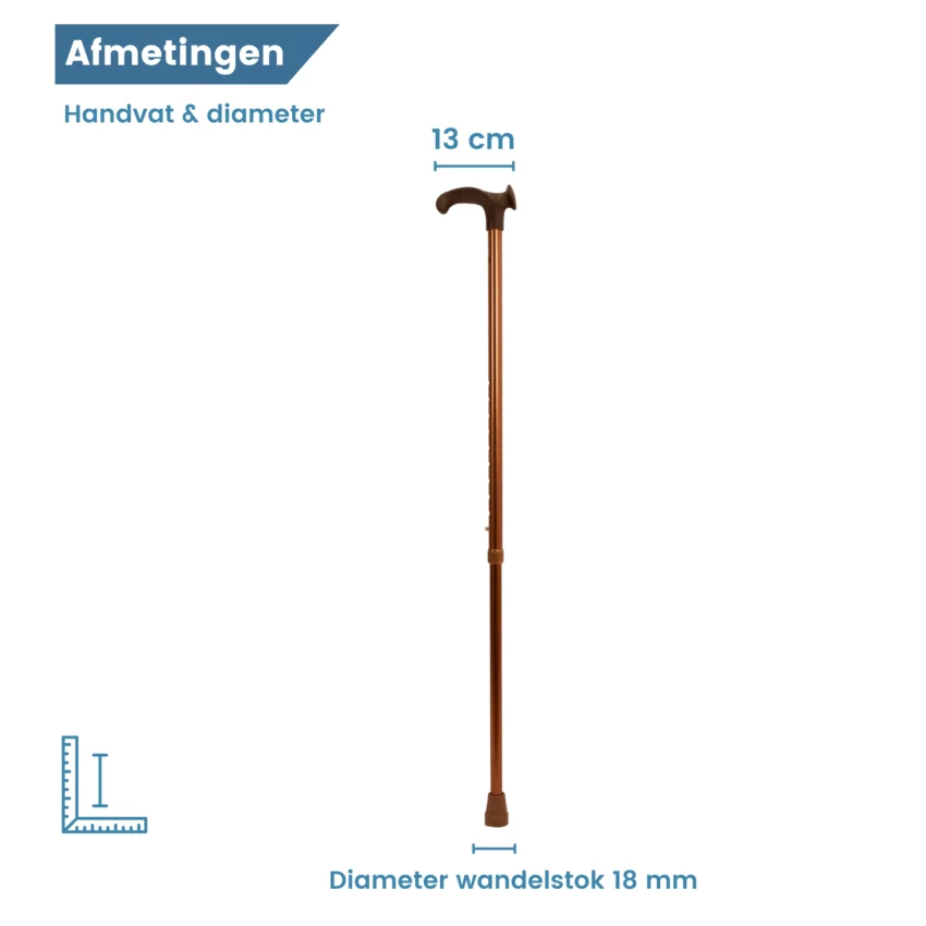 höhenverstellbarer Gehstock, anatomischer Relax-Griff, bronzefarben, für Linkshänder, Durchmesser