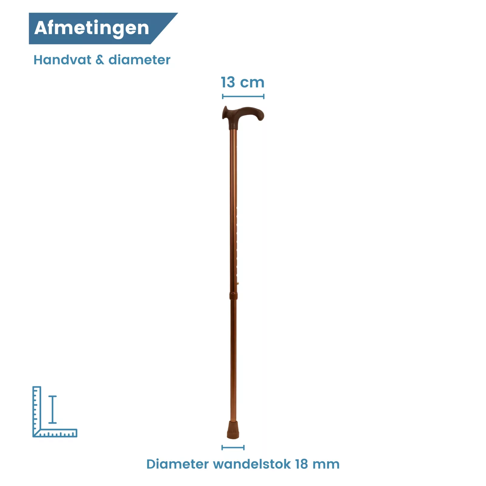 Ergonomischer Gehstock, Relax-Griff, bronzefarben, für Rechtshänder, Durchmesser