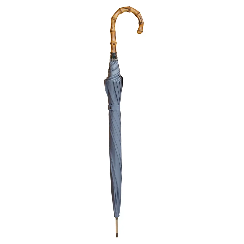 Regenschirm mit Bambusgriff, 92 cm lang, grau