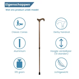 Eigenschaften des Wanderstocks in Weiß mit Rot