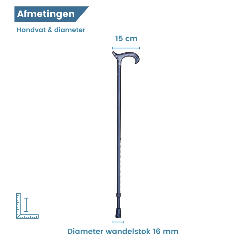 Höhenverstellbarer Gehstock mit schwarzem Acrylgriff