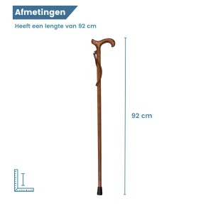 Wanderstock aus Holz mit braunem Armband – Maße