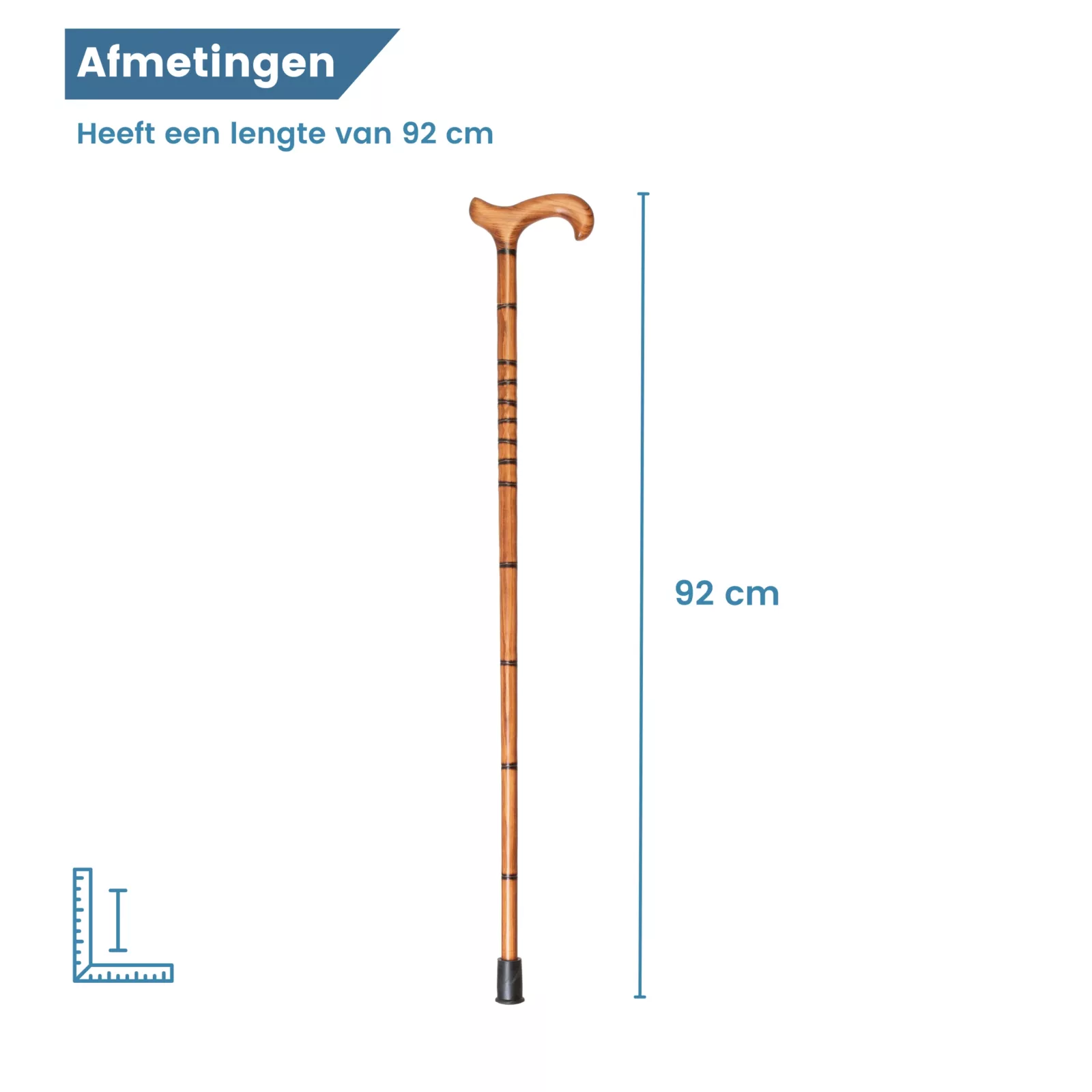 Gehstock aus Buchenholz mit Ringen – Maße