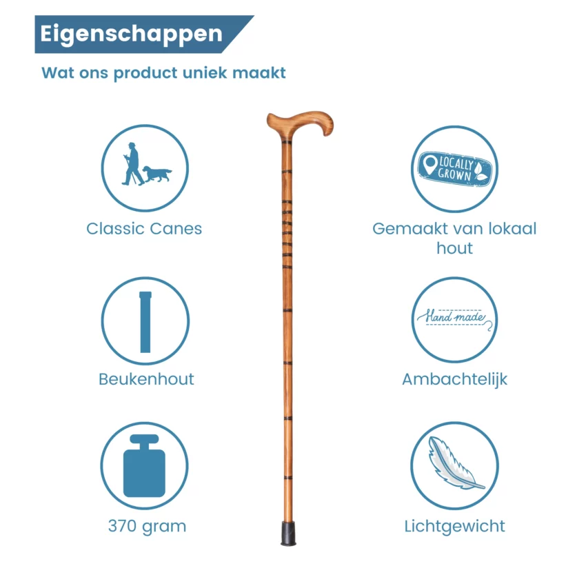 Eigenschaften des Wanderstocks mit eingebrannten Ringen