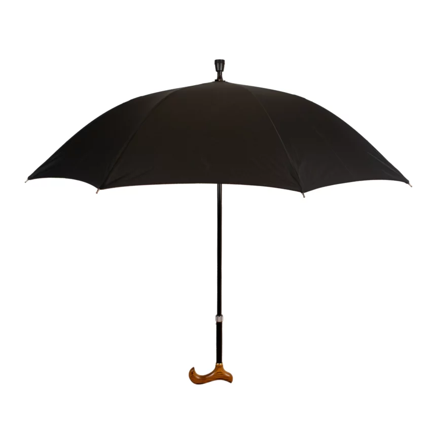 Aufgeklappter Schirmstock in Schwarz