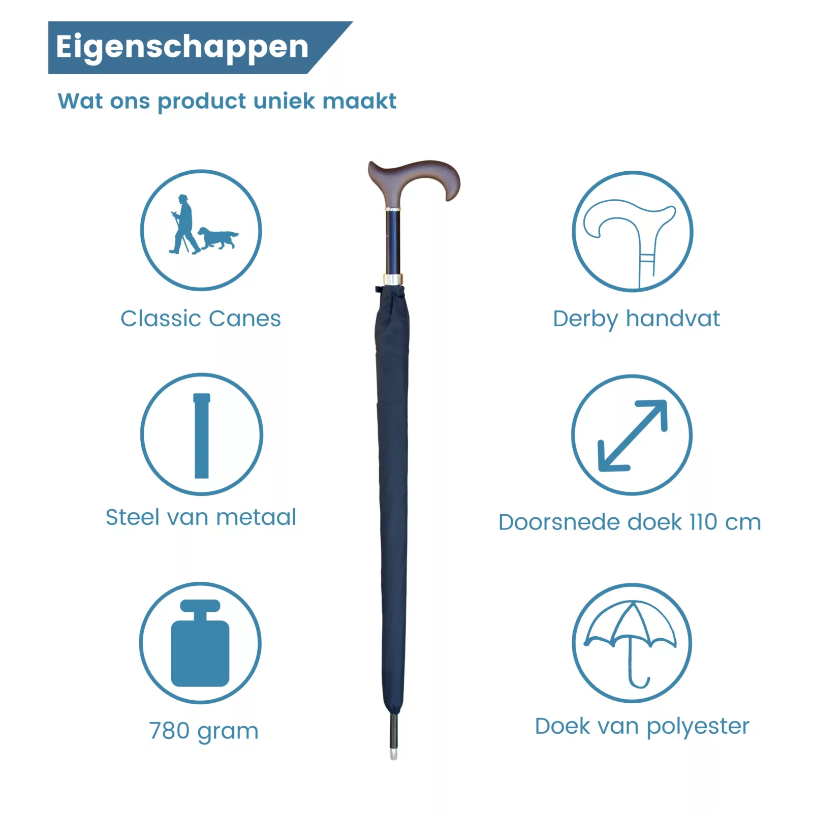 Schirmstock mit Soft-Touch-Griff – Eigenschaften