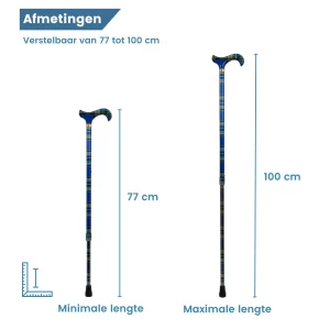 Ausziehbarer Gehstock, Tartan-Blau