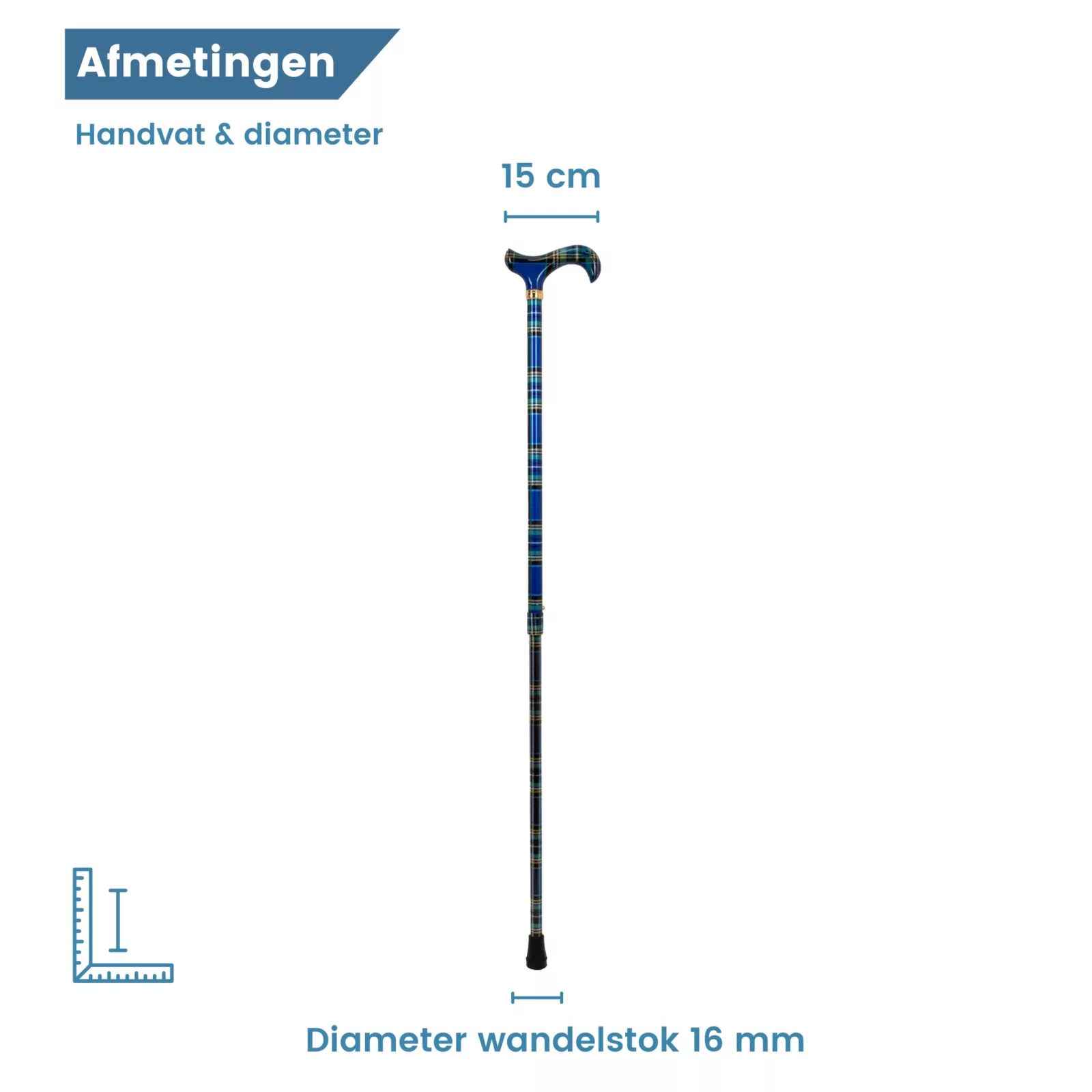 blau karierter Gehstock, Durchmesser