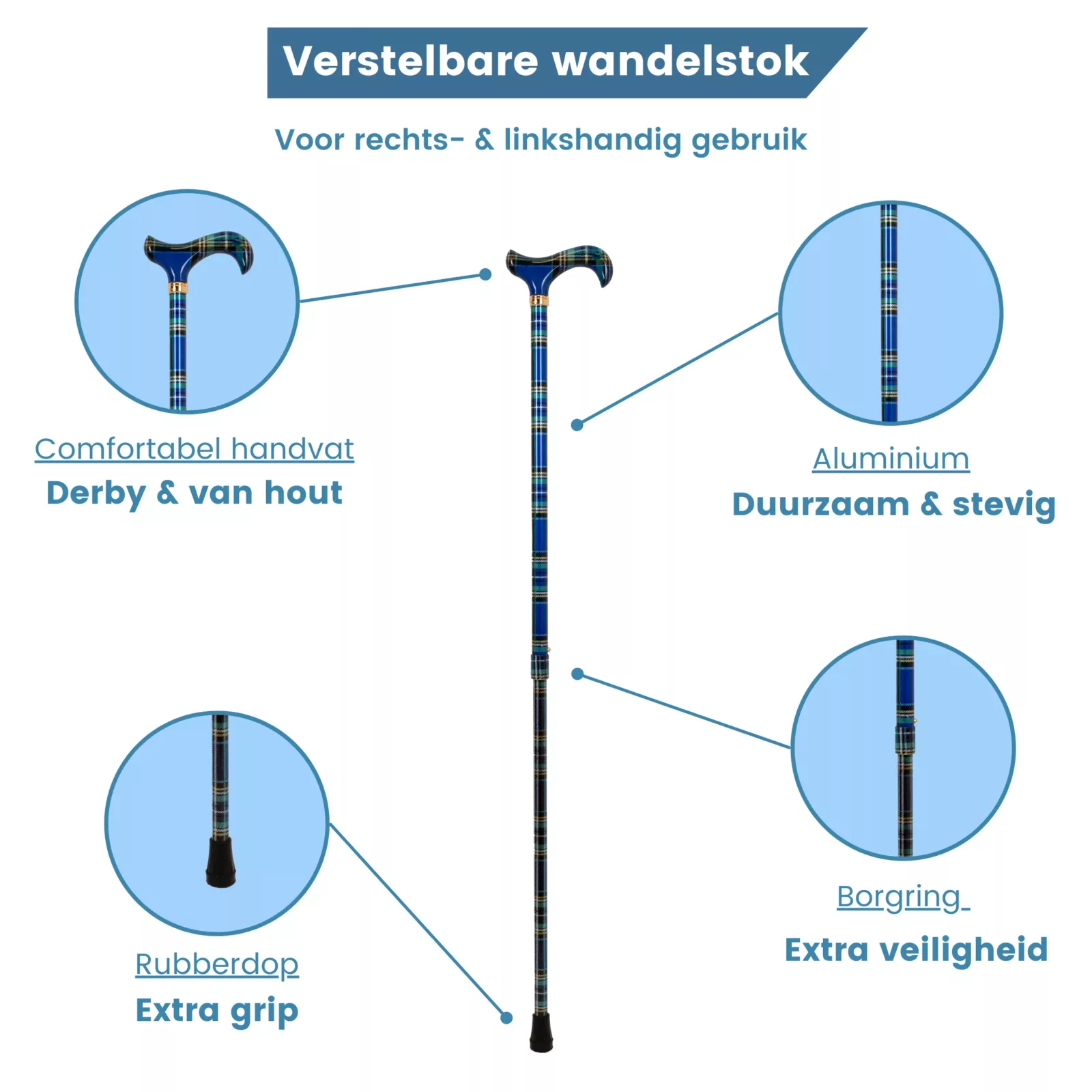Tartan-blauer Wanderstock USP