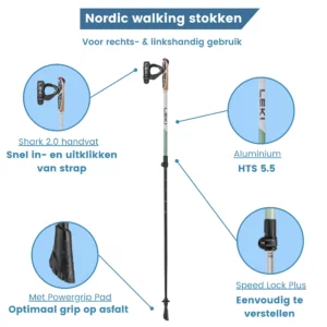 Nordic Walking Stock „Spin Shark SL“, weiß mit grün