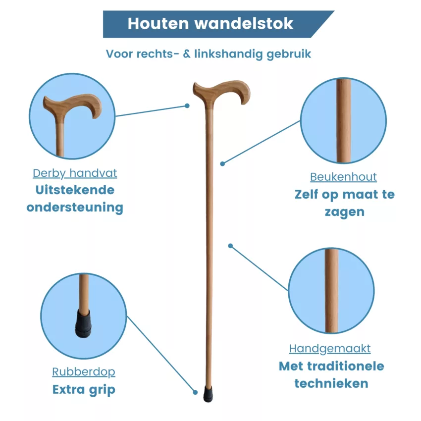 Gehstock aus Buchenholz für Damen, 16 mm, hellbraun, USP