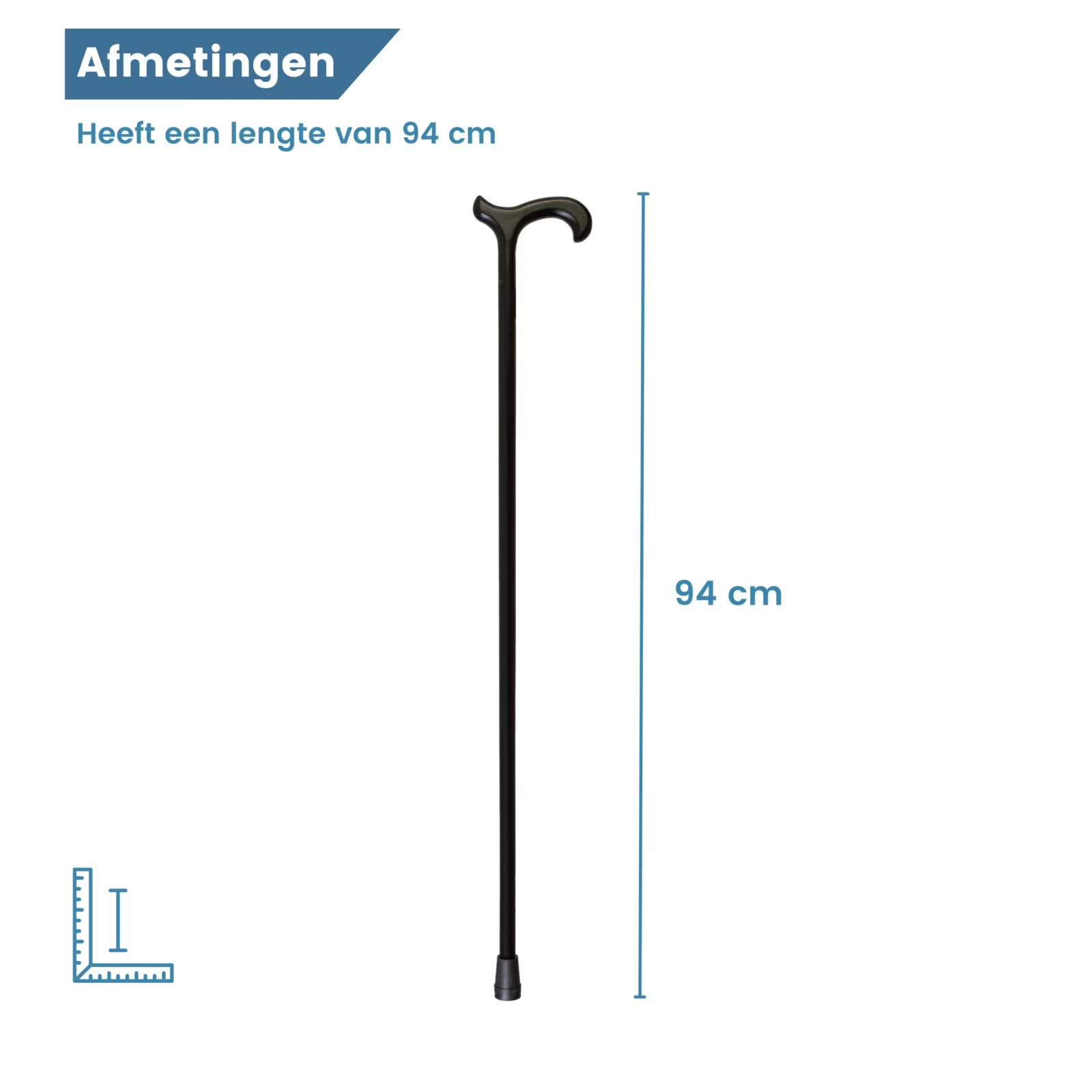 Gehstock aus Buchenholz für Damen, 16 mm, schwarz, Länge