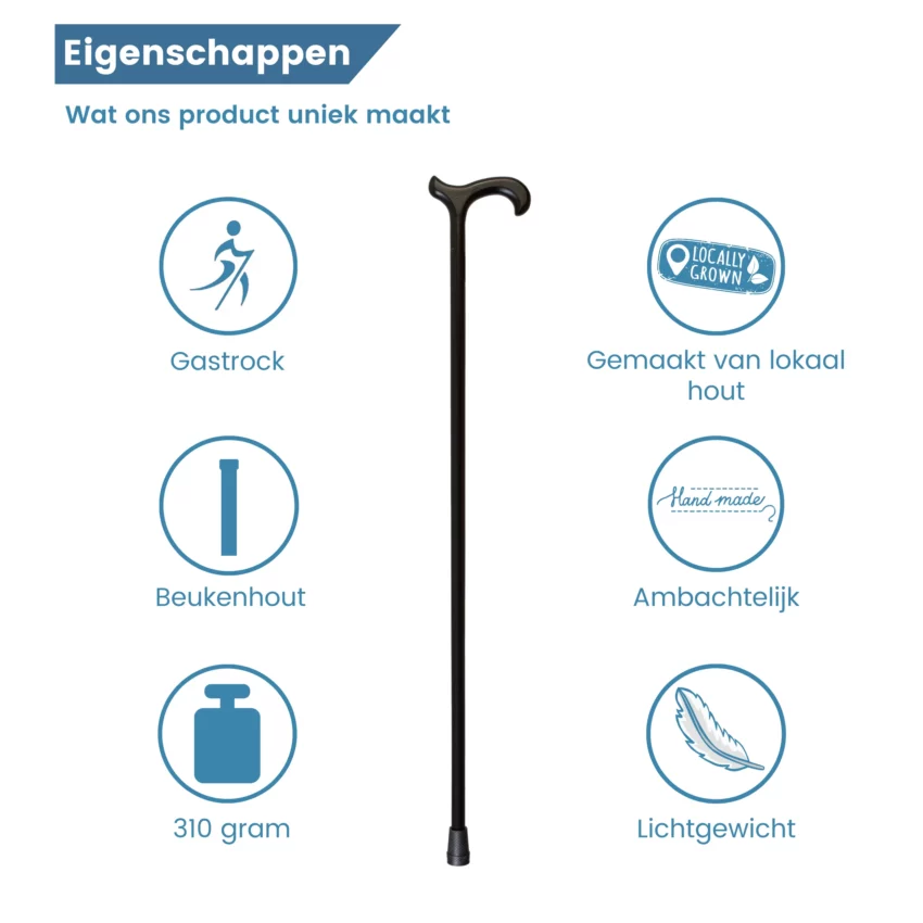 Buchenholz-Gehstock, schwarz – Eigenschaften