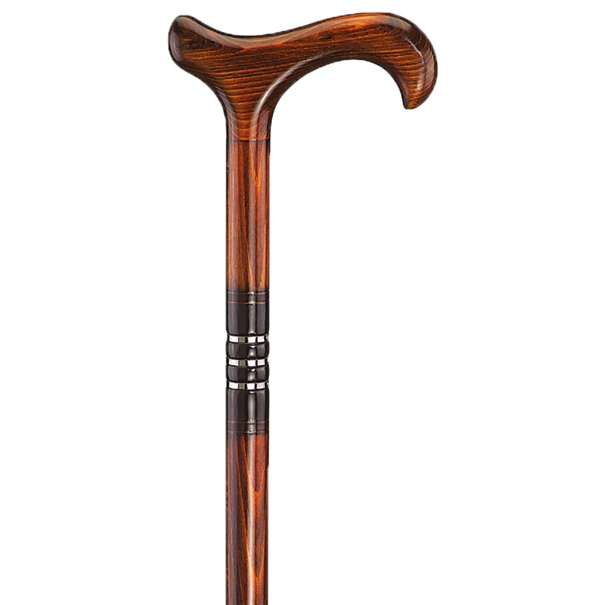 Holz-Gehstock mit drei Ringen