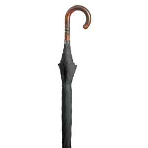 Regenschirm mit Akazienholzgriff, 108 cm Durchmesser, schwarz