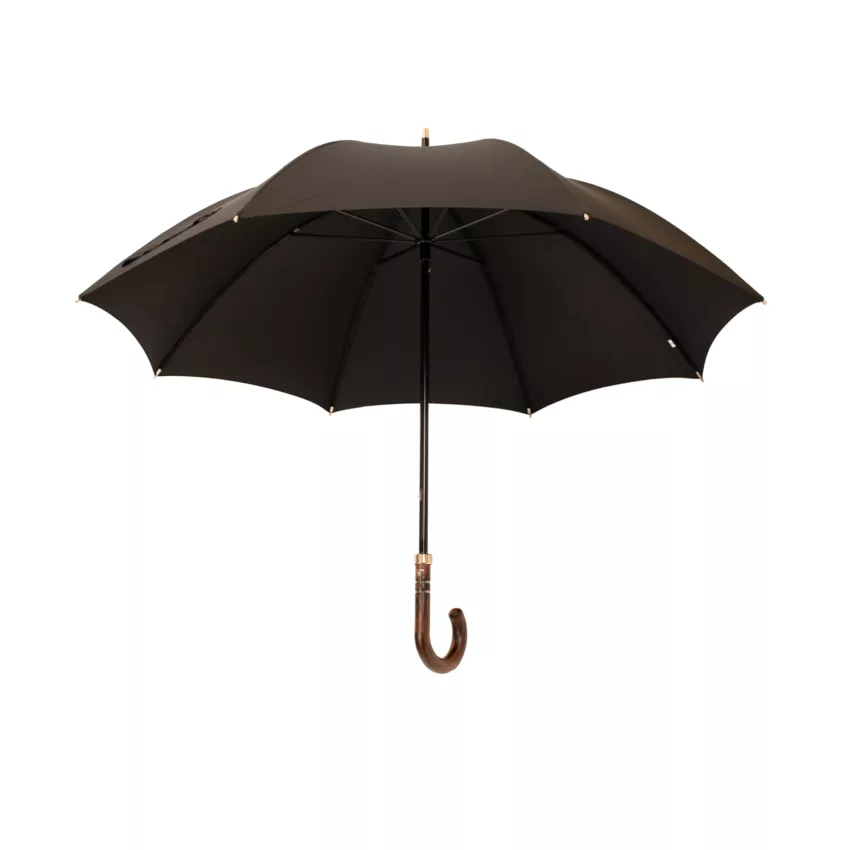 Regenschirm mit Akazienholzgriff, 108 cm Durchmesser, schwarz