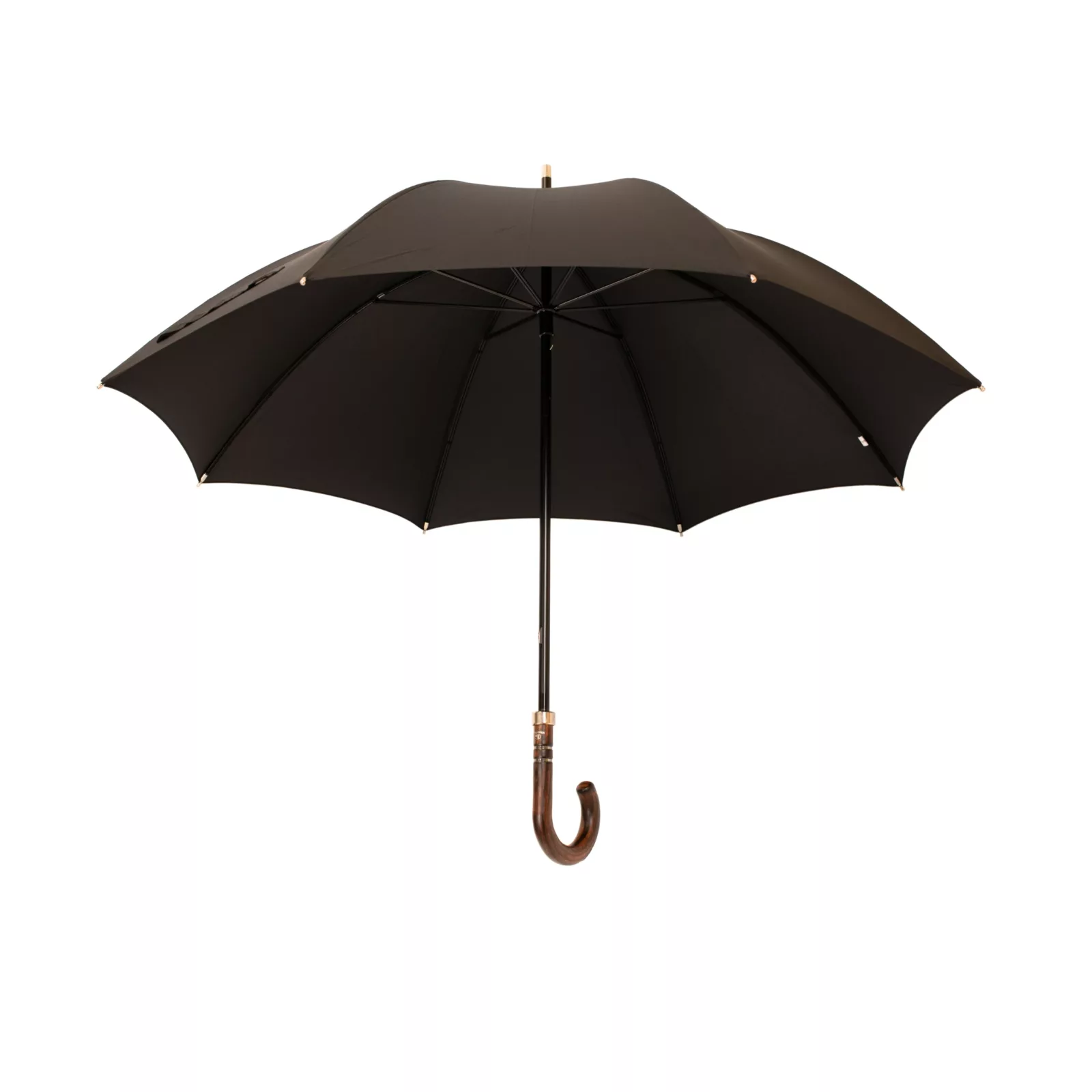 Regenschirm mit Akazienholzgriff, 108 cm Durchmesser, schwarz