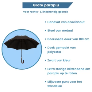 Informationen: Regenschirm mit Griff aus Akazienholz
