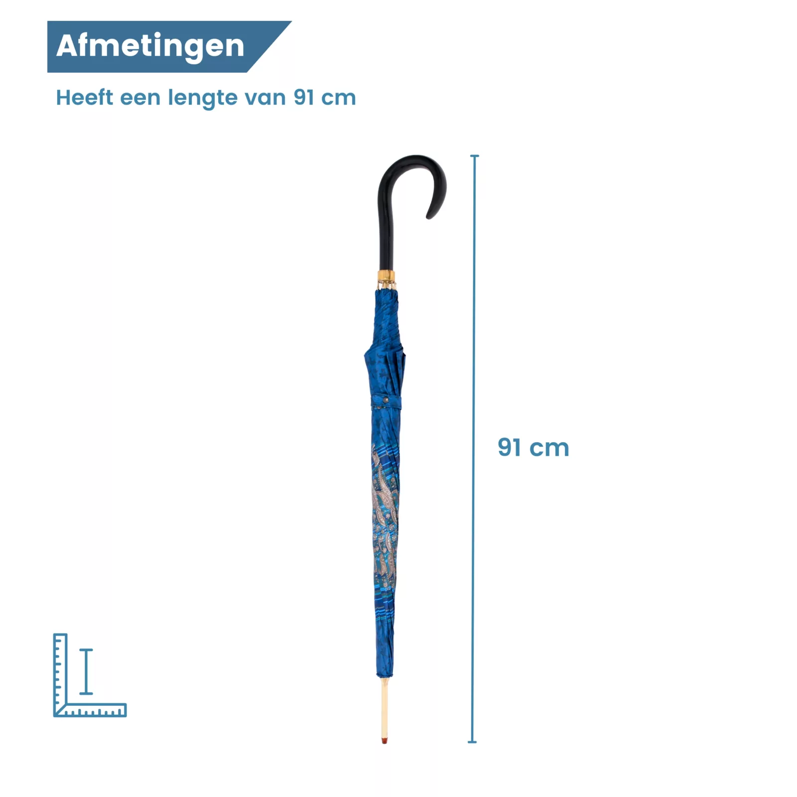 Maße des Regenschirms: italienischer Satinstoff, blau