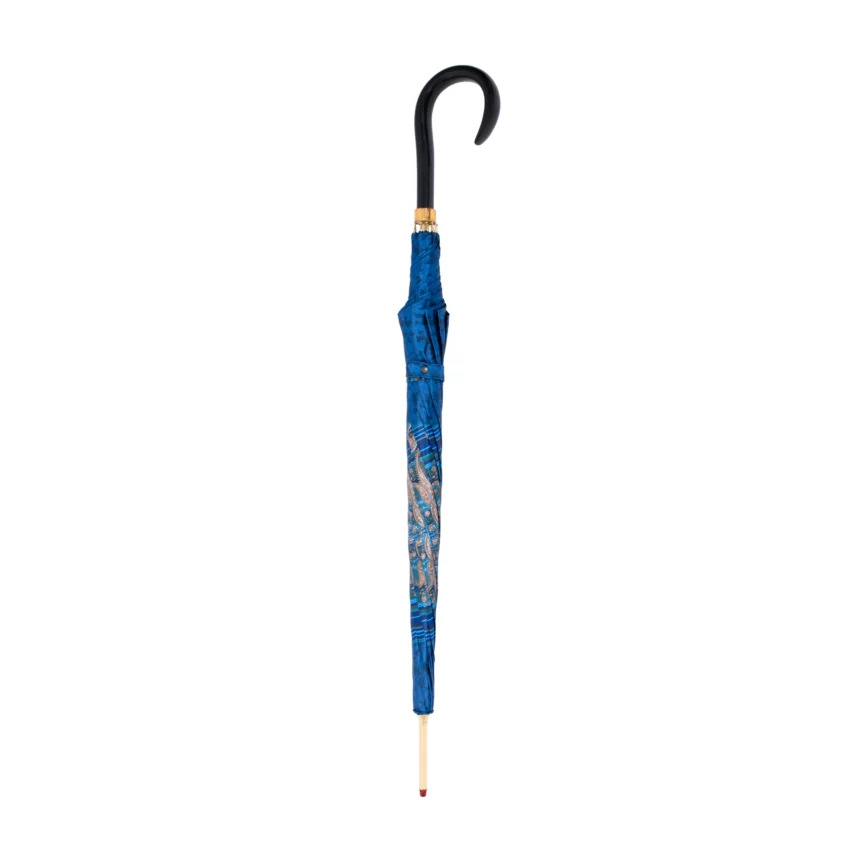 Regenschirm aus italienischem Satinstoff, blau