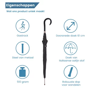 Eigenschaften des Regenschirms aus Satin aus Italien
