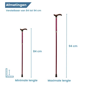 Maße des ausziehbaren Gehstocks
