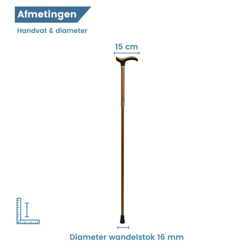 Durchmesser Höhenverstellbarer goldener Wanderstock mit weichem Derby-Griff