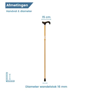 Maße des Griffs und Durchmesser des verstellbaren goldenen Wanderstocks