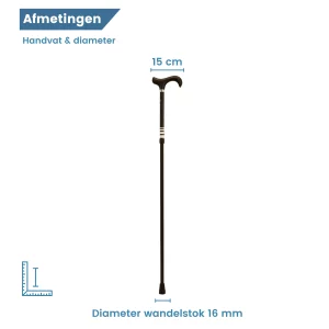Höhenverstellbarer Gehstock, schwarz gestreift, Maße