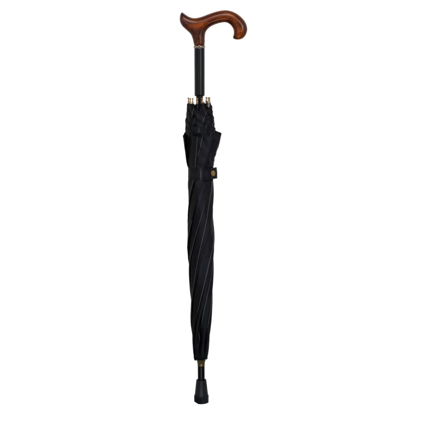 Schirmstock, 78 cm lang, dunkelgrau, Derby-Griff, braun