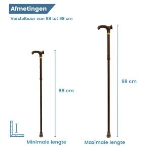 Ergonomischer Gehstock, faltbar, Relax-Griff, für Linkshänder, Maße