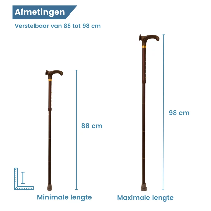 Ergonomischer Gehstock, faltbar, Relax-Griff, für Rechtshänder, Maße