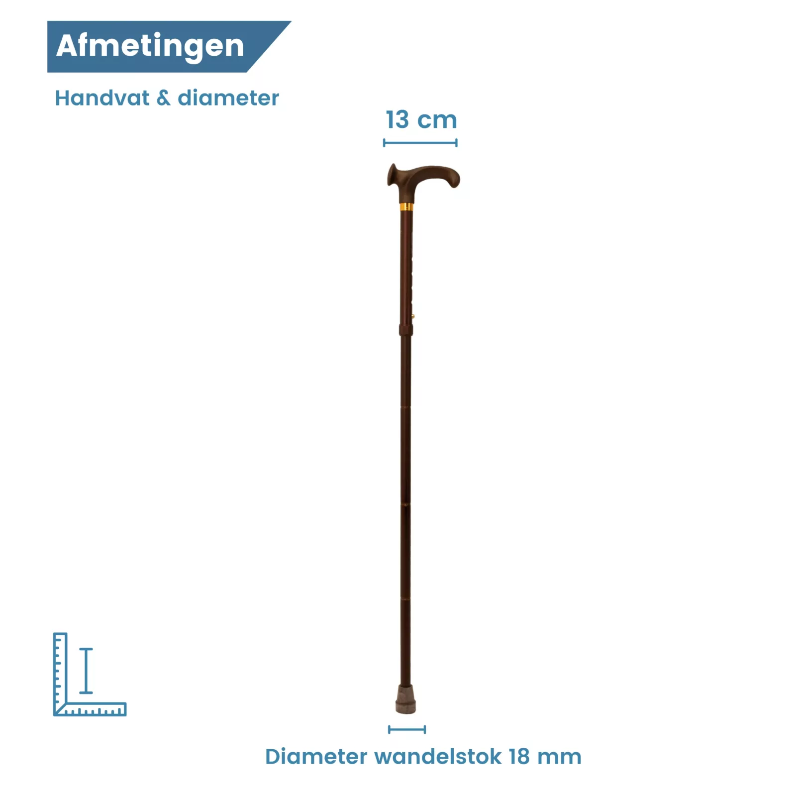 Wanderstock, anatomisch geformter Griff für Rechtshänder, faltbar, Durchmesser