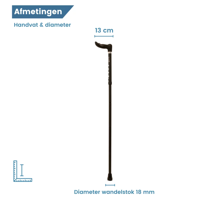 Anatomischer Gehstock, schwarz, Maße
