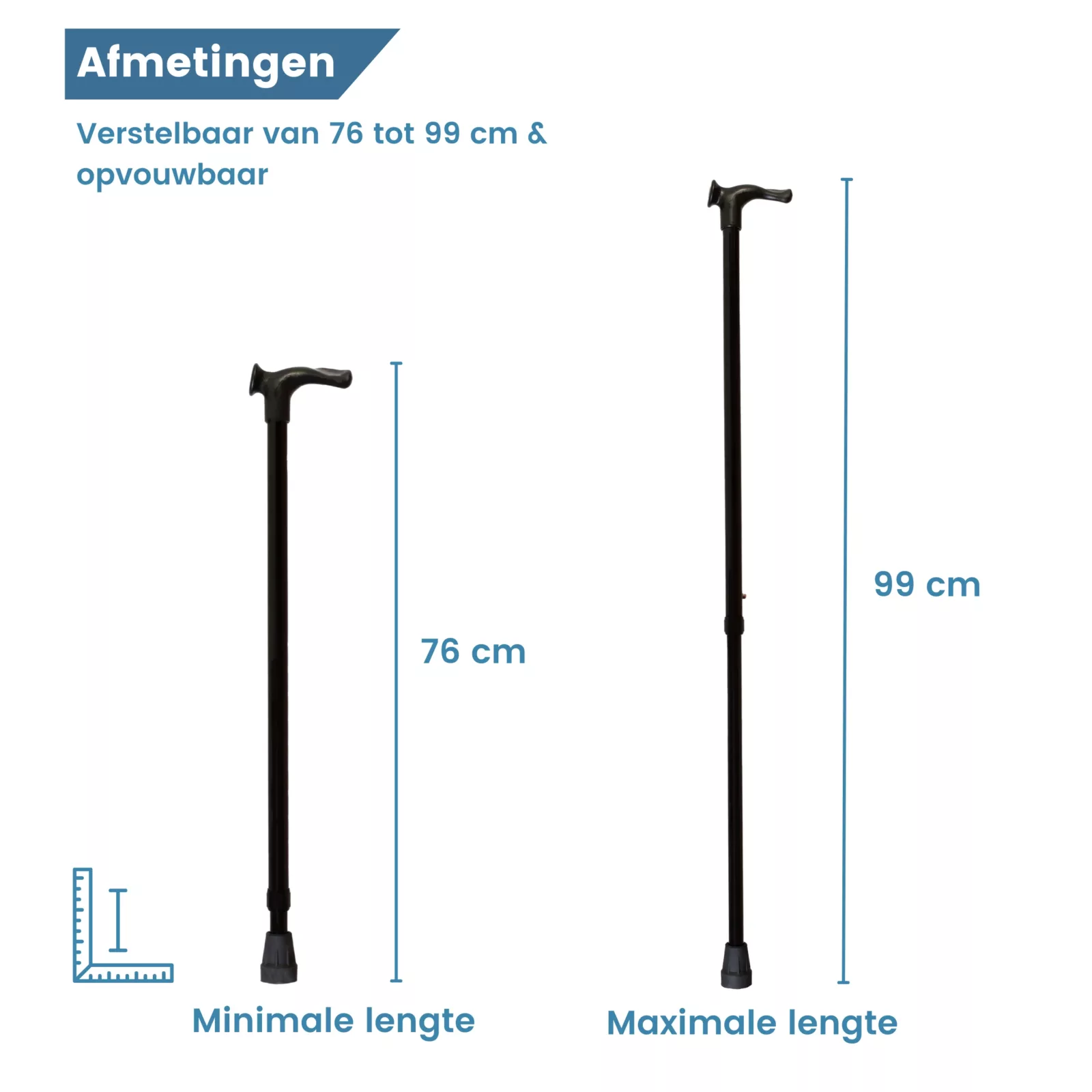 Ergonomischer Wanderstock mit Relax-Griff in Schwarz – Maße