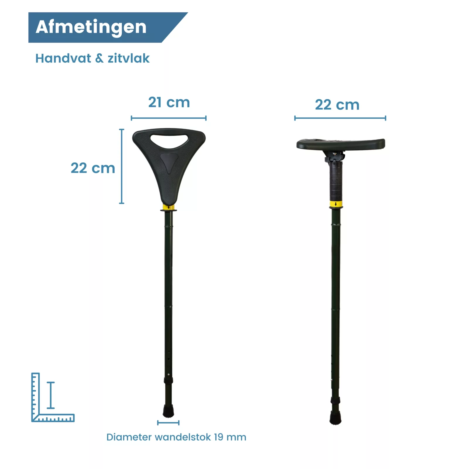 Gastrock-Gehstock mit Sitz „Flipstick Walker“ grün