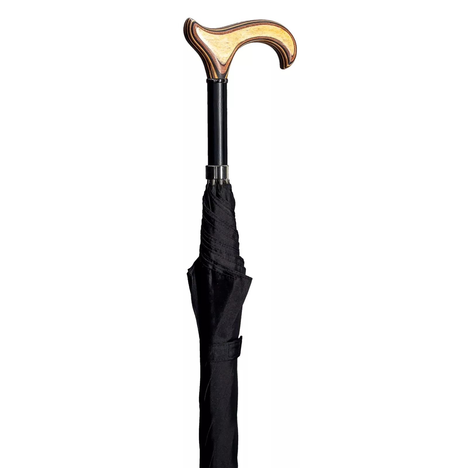 Schirmstock mit Regenschirm, 92 cm, schwarz, Birkenholz mit Derby-Griff