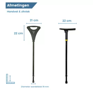 Gastrock-Gehstock mit sitz „Flipstick Walker“ schwarz – Maße
