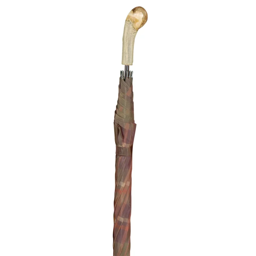 Golfschirm Elite, rustikaler Knopfgriff, Herbstfarben