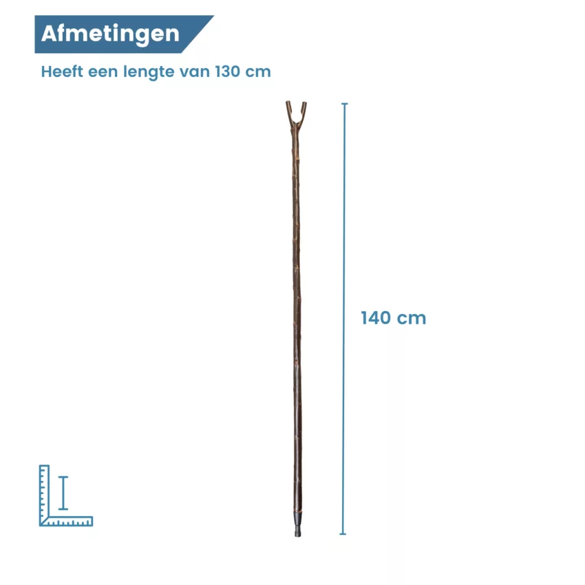 Jagdstock aus Kastanienholz mit Rinde und Daumengriff – Maße