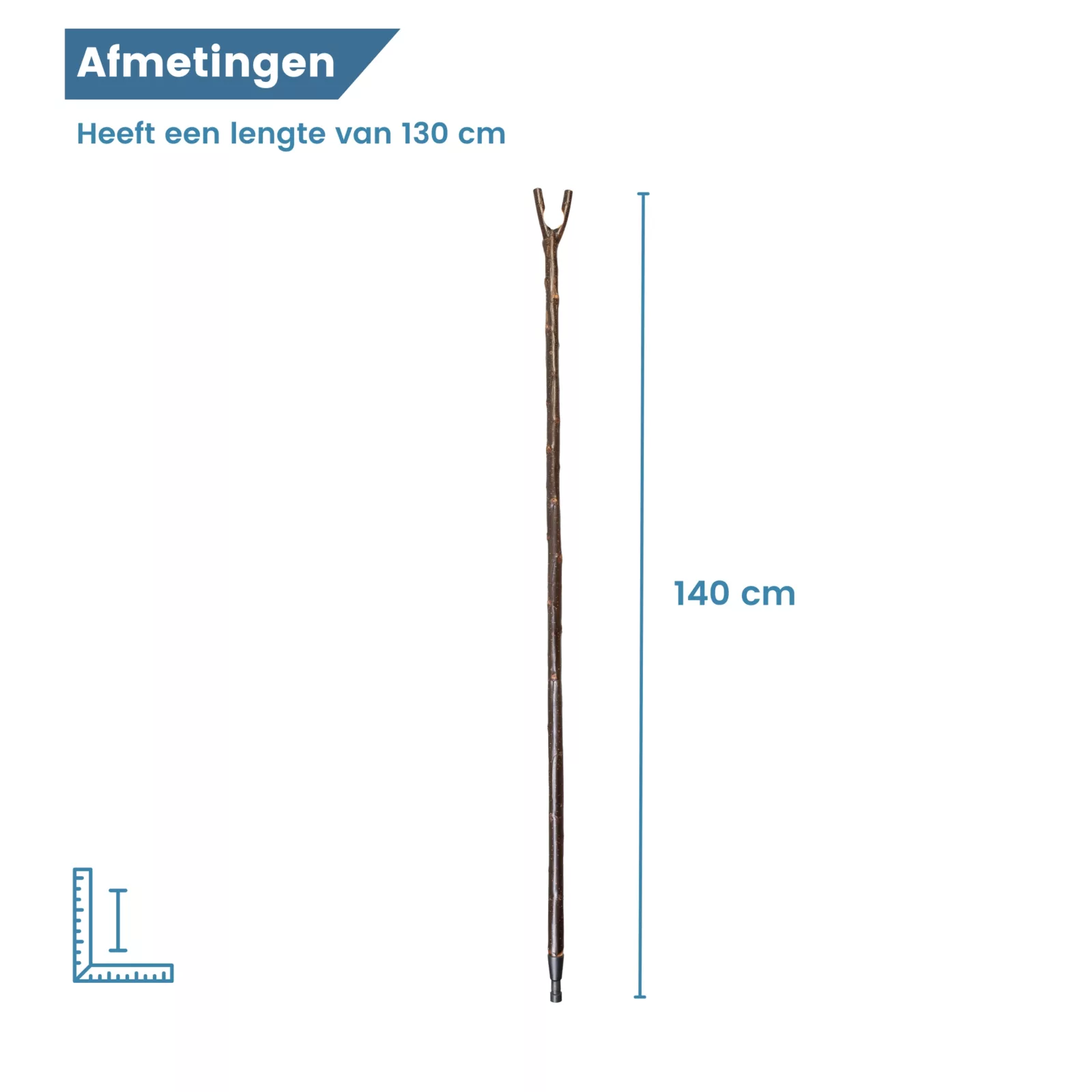 Jagdstock aus Kastanienholz mit Rinde und Daumengriff – Maße
