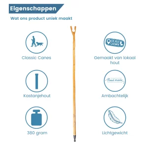 Jagdstock aus Kastanienholz 122 cm – Eigenschaften