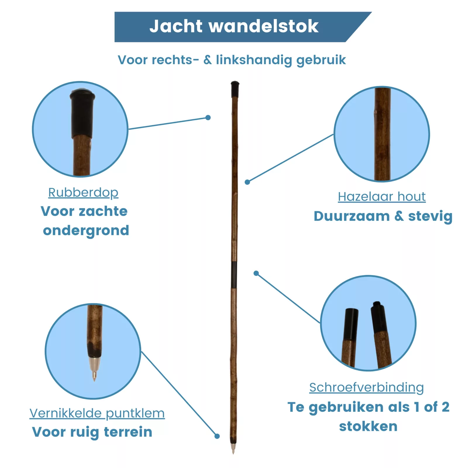 Jagdstock aus Haselnussholz, zweiteilig, 185 cm, USP