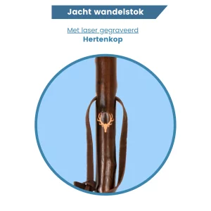 Jagdstock aus Kastanienholz mit eingraviertem Hirschgeweih