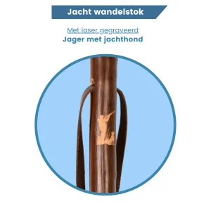 Jagdstock aus Kastanienholz mit Gravur eines schießenden Mannes mit Hund
