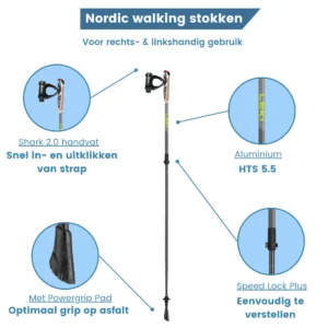 Nordic Walking Stöcke Spin Shark SL Silber mit Grau
