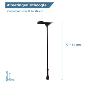 Gehstock mit Sitz, schwarz, Sitzhöhe
