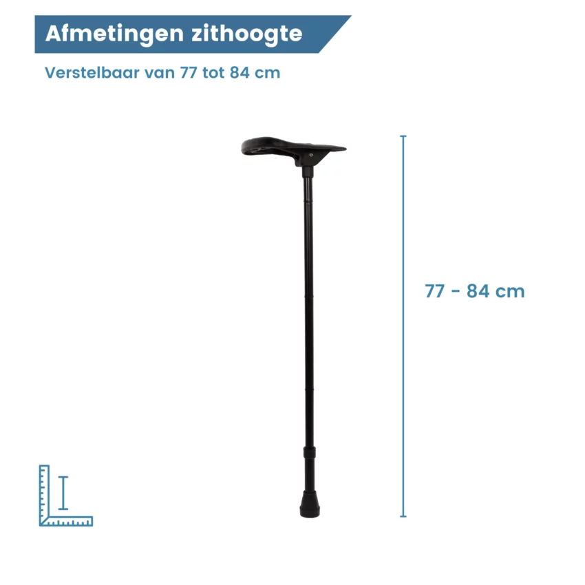 Gehstock mit Sitz, schwarz, Sitzhöhe