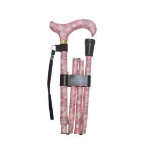 Faltbarer Gehstock mit tropischen Blumen, rosa
